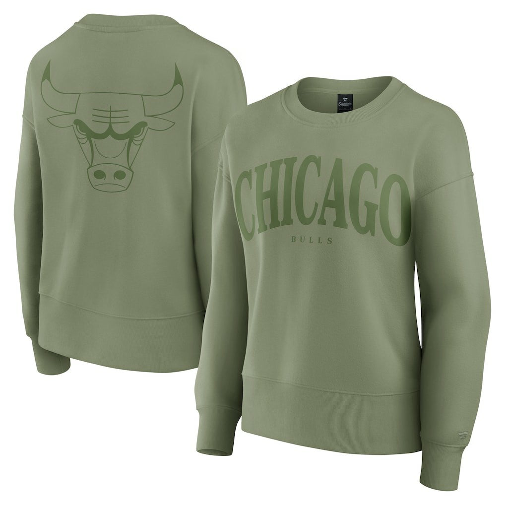 Chicago Bulls Women's Elements Flow Pullover Sweatshirt Olive - NBA