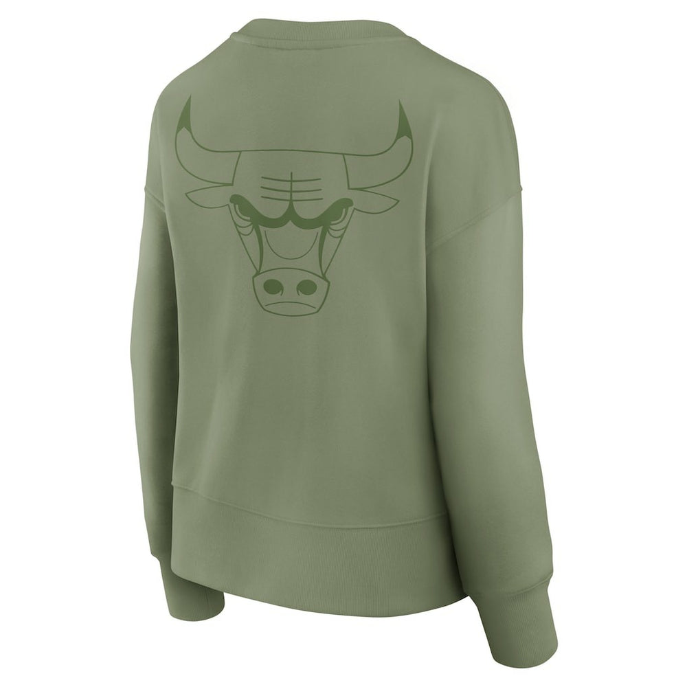 Chicago Bulls Women's Elements Flow Pullover Sweatshirt Olive - NBA