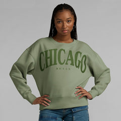 Chicago Bulls Women's Elements Flow Pullover Sweatshirt Olive - NBA