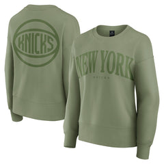 New York Knicks Women's Elements Flow Pullover Sweatshirt Olive - NBA