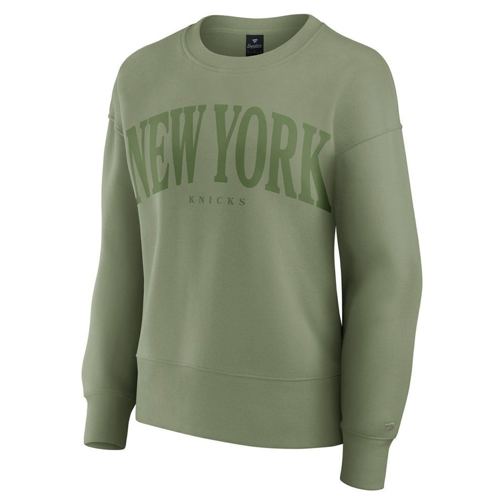 New York Knicks Women's Elements Flow Pullover Sweatshirt Olive - NBA