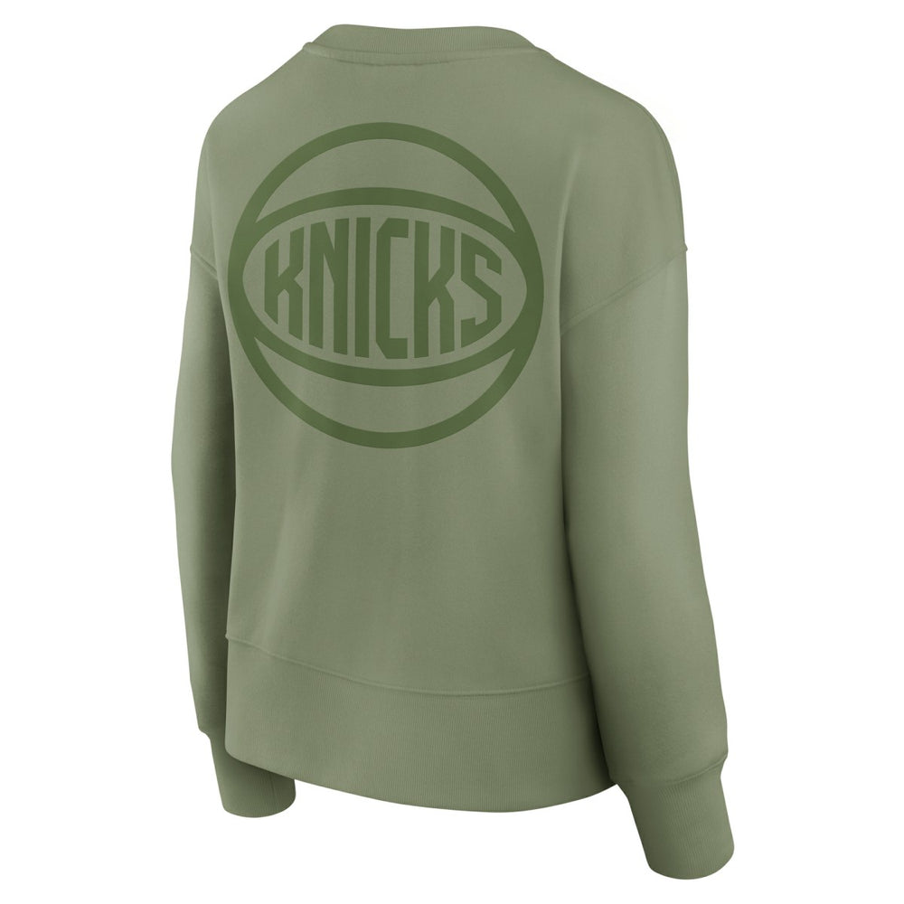 New York Knicks Women's Elements Flow Pullover Sweatshirt Olive - NBA