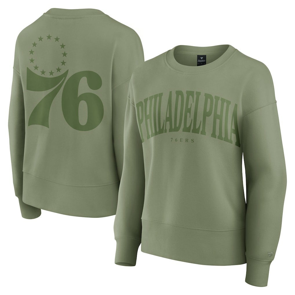 Philadelphia 76ers Women's Elements Flow Pullover Sweatshirt Olive - NBA