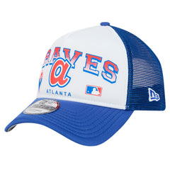 Atlanta Braves New Era Retro Wordmark 9FORTY A-Frame Trucker Adjustable Hat - MLB
