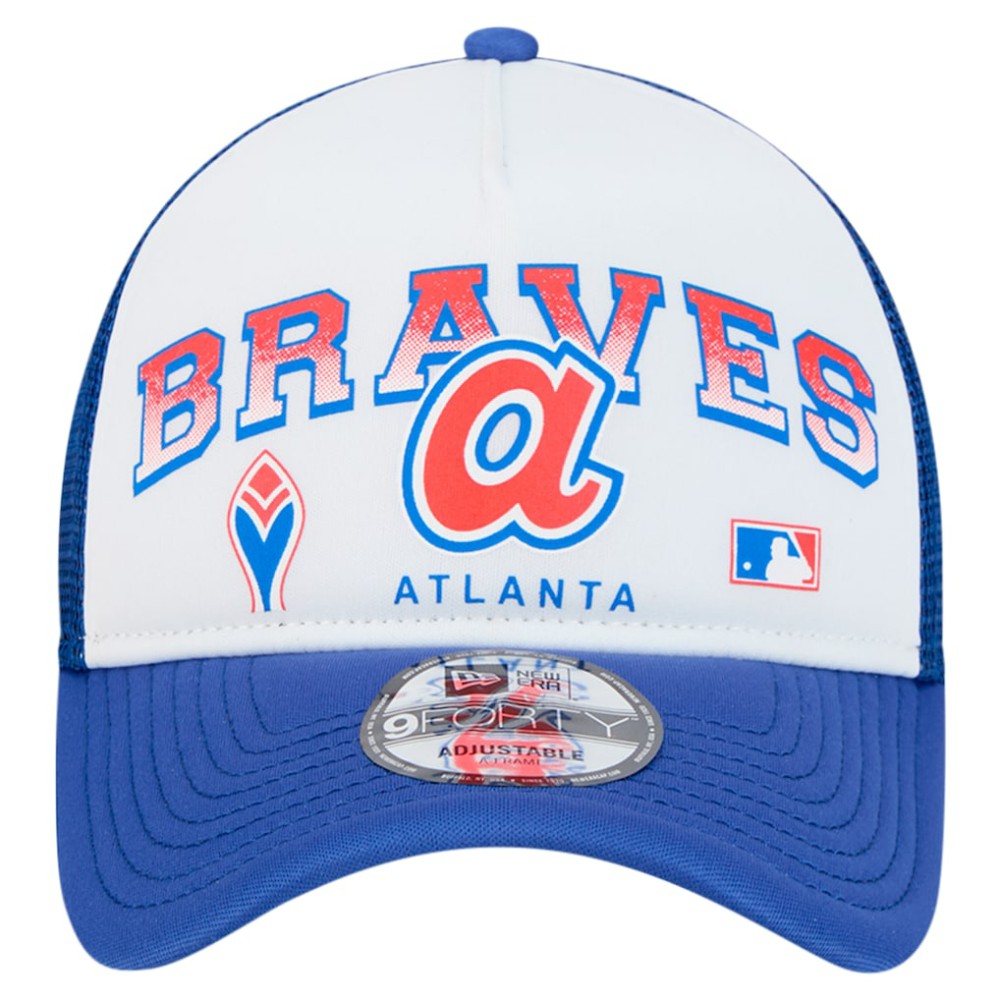 Atlanta Braves New Era Retro Wordmark 9FORTY A-Frame Trucker Adjustable Hat - MLB