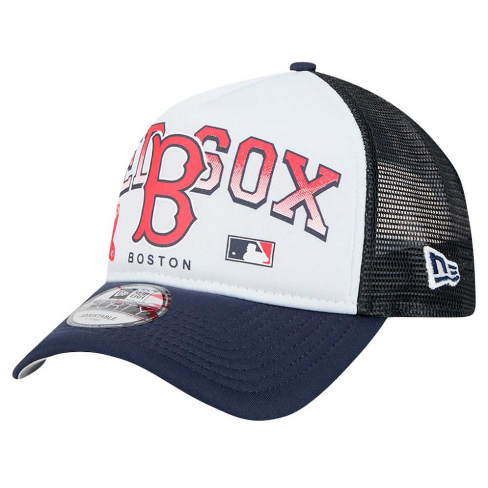 Boston Red Sox New Era Retro Wordmark 9FORTY A-Frame Trucker Adjustable Hat - MLB