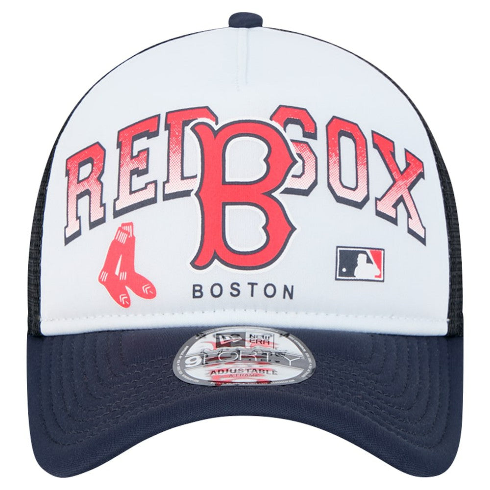 Boston Red Sox New Era Retro Wordmark 9FORTY A-Frame Trucker Adjustable Hat - MLB
