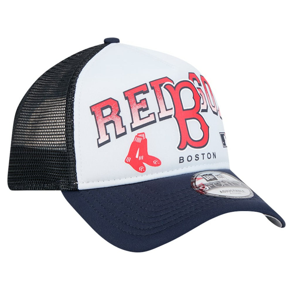 Boston Red Sox New Era Retro Wordmark 9FORTY A-Frame Trucker Adjustable Hat - MLB