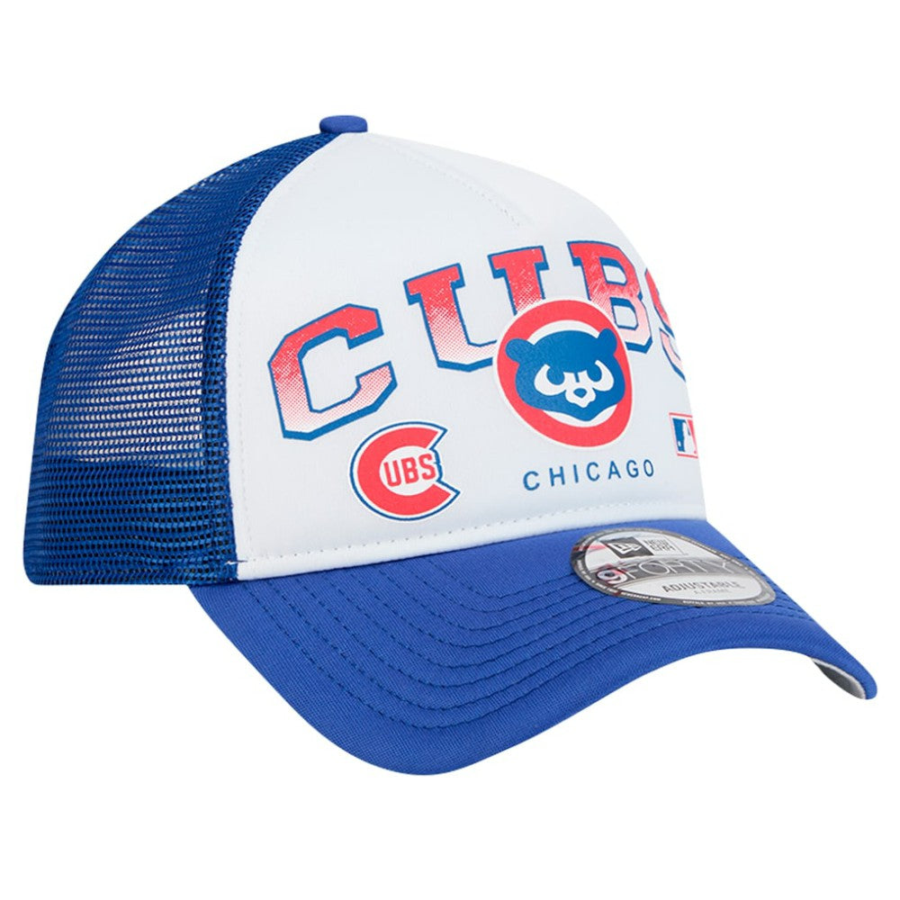 Chicago Cubs New Era Retro Wordmark 9FORTY A-Frame Trucker Adjustable Hat - MLB
