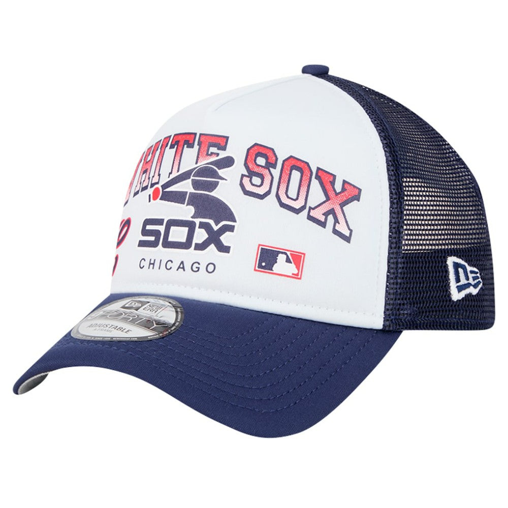 Chicago White Sox New Era Retro Wordmark 9FORTY A-Frame Trucker Adjustable Hat - MLB