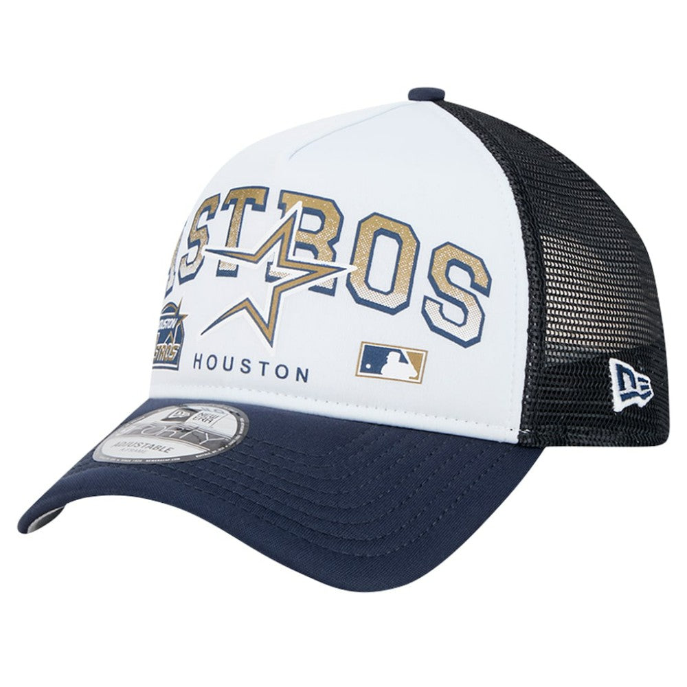 Houston Astros New Era Retro Wordmark 9FORTY A-Frame Trucker Adjustable Hat - MLB