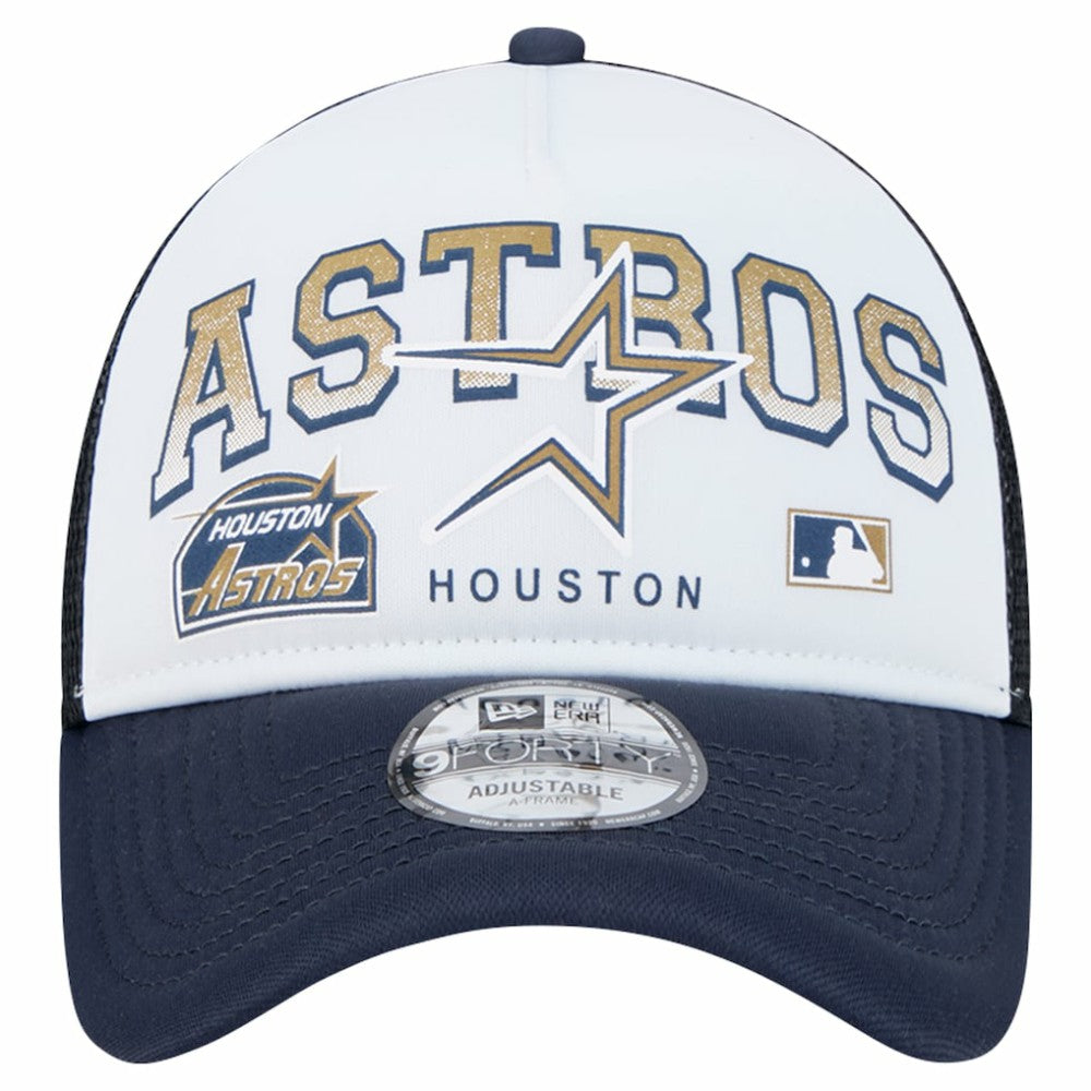 Houston Astros New Era Retro Wordmark 9FORTY A-Frame Trucker Adjustable Hat - MLB