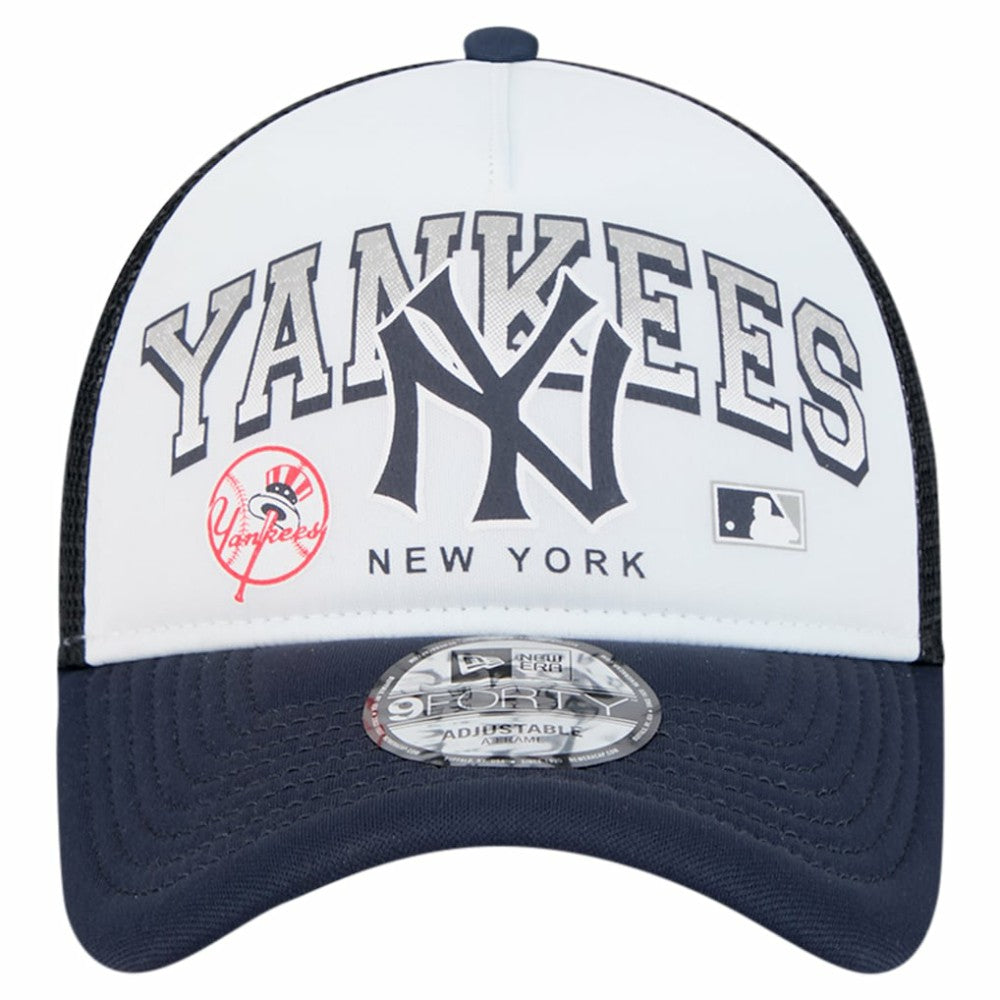 New York Yankees New Era Retro Wordmark 9FORTY A-Frame Trucker Adjustable Hat - MLB