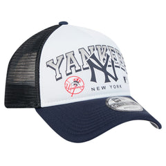 New York Yankees New Era Retro Wordmark 9FORTY A-Frame Trucker Adjustable Hat - MLB