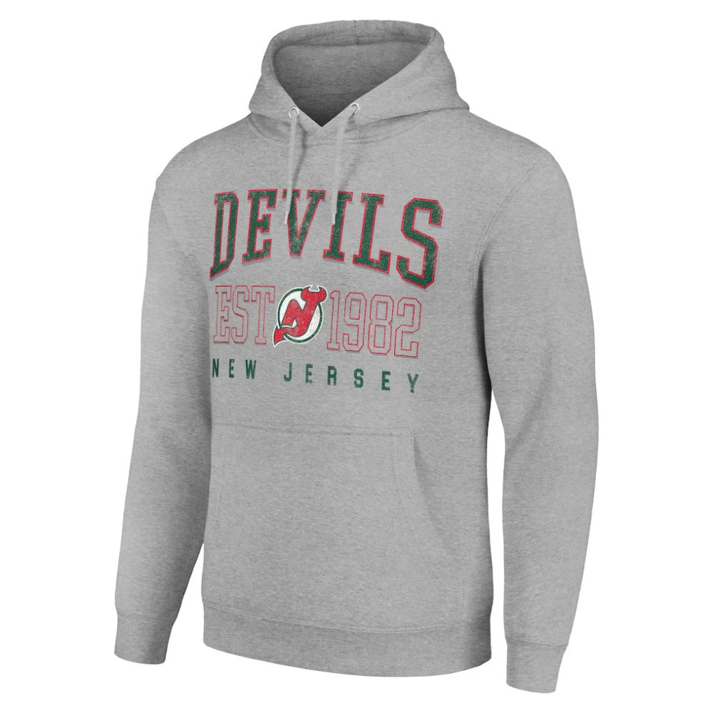New Jersey Devils Starter Retro Graphic Pullover Hoodie - Heather Gray - NHL