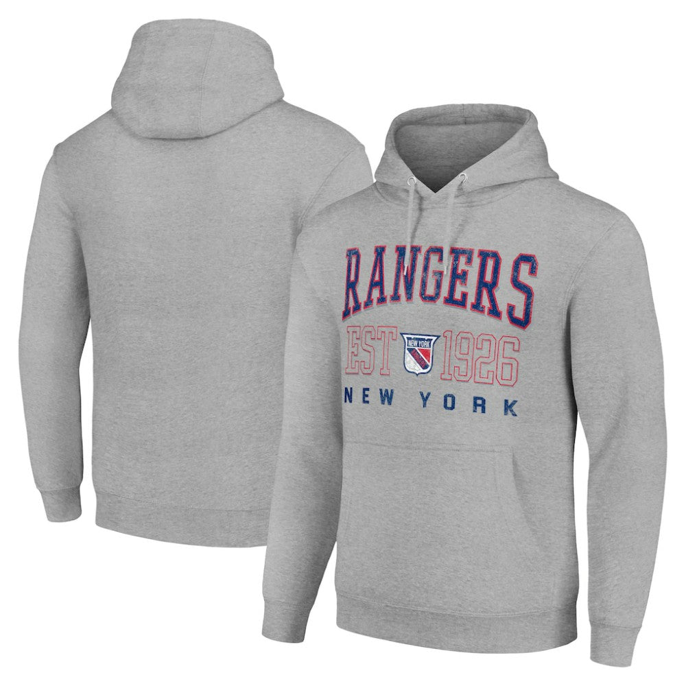 New York Rangers Starter Retro Graphic Pullover Hoodie - Heather Gray - NHL