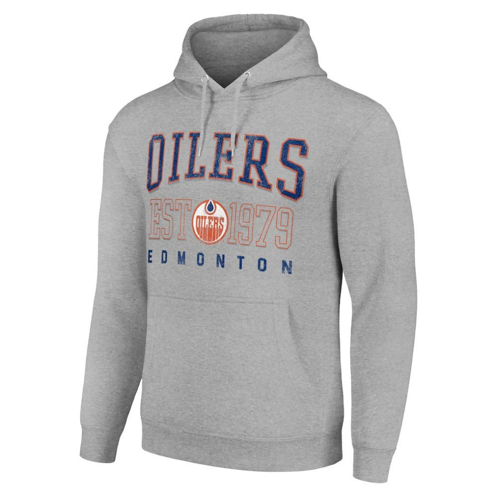 Edmonton Oilers Starter Retro Graphic Pullover Hoodie - Heather Gray - NHL
