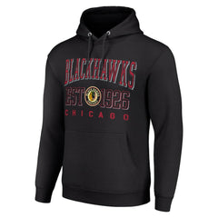 Chicago Blackhawks Starter Retro Graphic Pullover Hoodie - Black - NHL