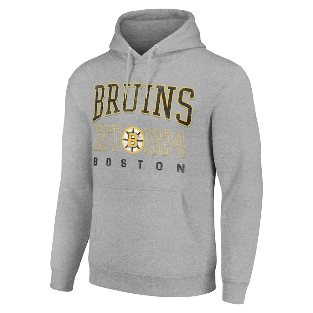 Boston Bruins Starter Retro Graphic Pullover Hoodie - Heather Gray - NHL