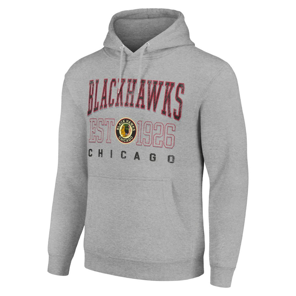 Chicago Blackhawks Starter Retro Graphic Pullover Hoodie - Heather Gray - NHL