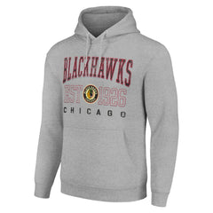 Chicago Blackhawks Starter Retro Graphic Pullover Hoodie - Heather Gray - NHL