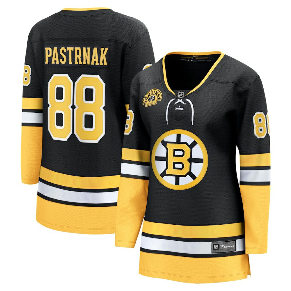 David Pastrnak Boston Bruins Fanatics Women's 100th Anniversary Breakaway Jersey - Black - NHL