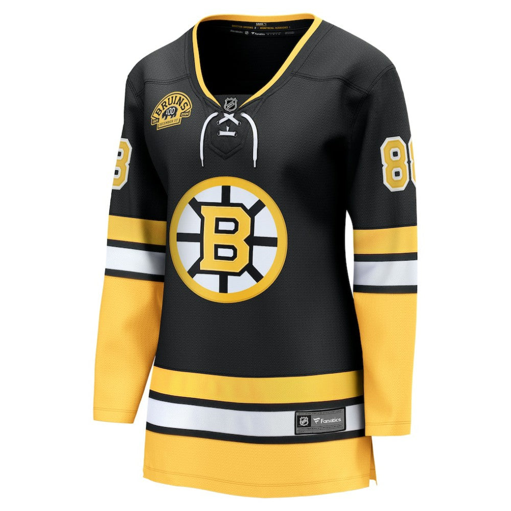 David Pastrnak Boston Bruins Fanatics Women's 100th Anniversary Breakaway Jersey - Black - NHL