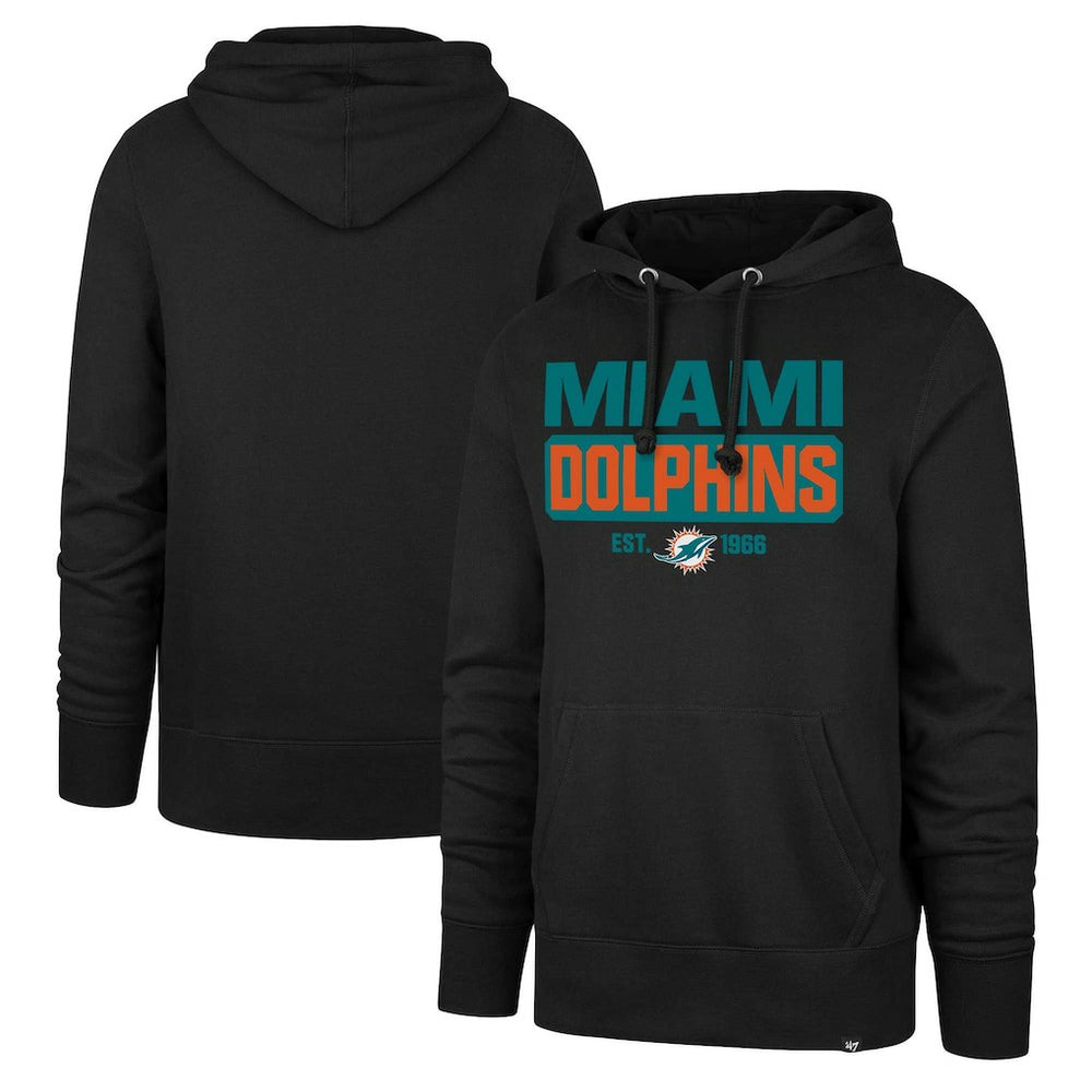 Miami Dolphins '47 Box Out Headline Pullover Hoodie Black | 47 brand
