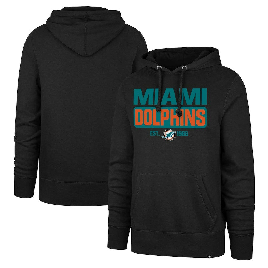 Miami Dolphins '47 Box Out Headline Pullover Hoodie Black | 47 brand
