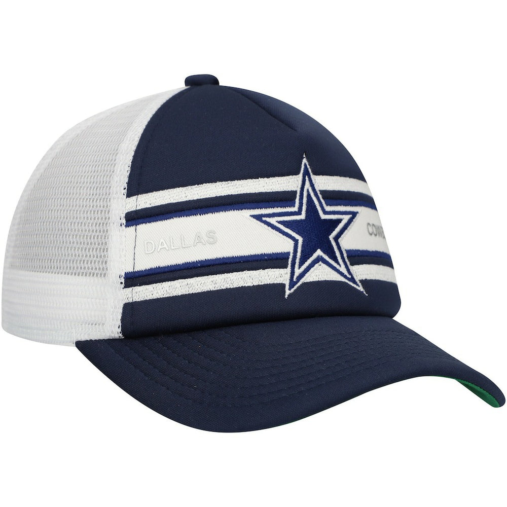 Dallas Cowboys Youth Stripe Trucker Adjustable Hat Navy | Mitchell & Ness