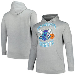 Charlotte Hornets Hardwood Classics Big & Tall Pullover Hoodie Heather Gray - NBA