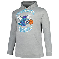 Charlotte Hornets Hardwood Classics Big & Tall Pullover Hoodie Heather Gray - NBA
