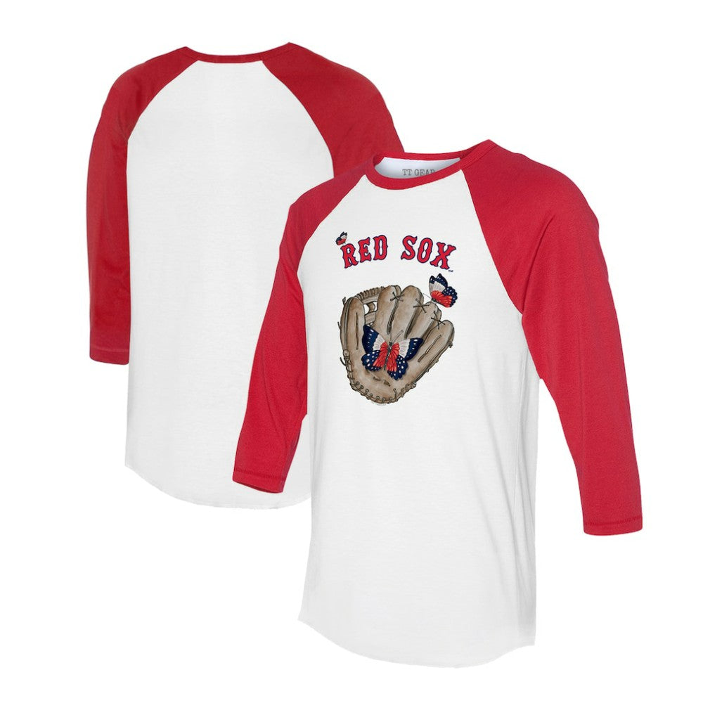 Boston Red Sox Tiny Turnip Unisex Butterfly Glove 3/4-Sleeve Raglan T-Shirt - MLB
