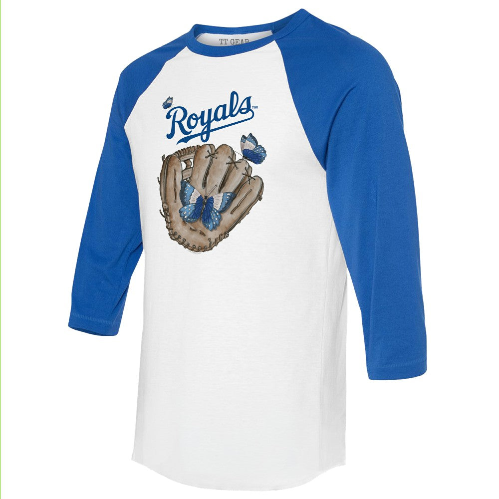 Kansas City Royals Tiny Turnip Unisex Butterfly Glove 3/4-Sleeve Raglan T-Shirt - MLB