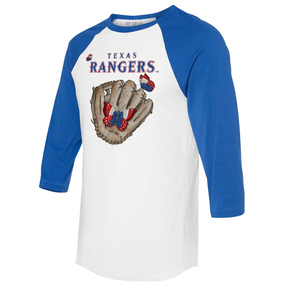 Texas Rangers Tiny Turnip Unisex Butterfly Glove 3/4-Sleeve Raglan T-Shirt - MLB