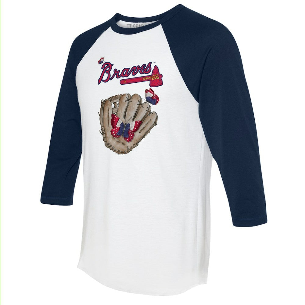 Atlanta Braves Tiny Turnip Unisex Butterfly Glove 3/4-Sleeve Raglan T-Shirt - MLB