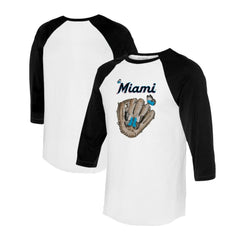 Miami Marlins Tiny Turnip Unisex Butterfly Glove 3/4-Sleeve Raglan T-Shirt - MLB