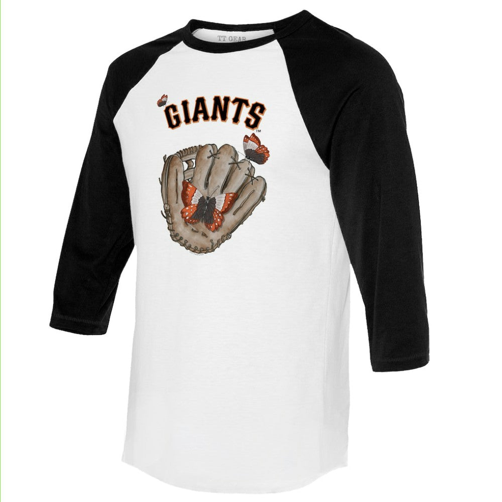 San Francisco Giants Tiny Turnip Unisex Butterfly Glove 3/4-Sleeve Raglan T-Shirt - MLB