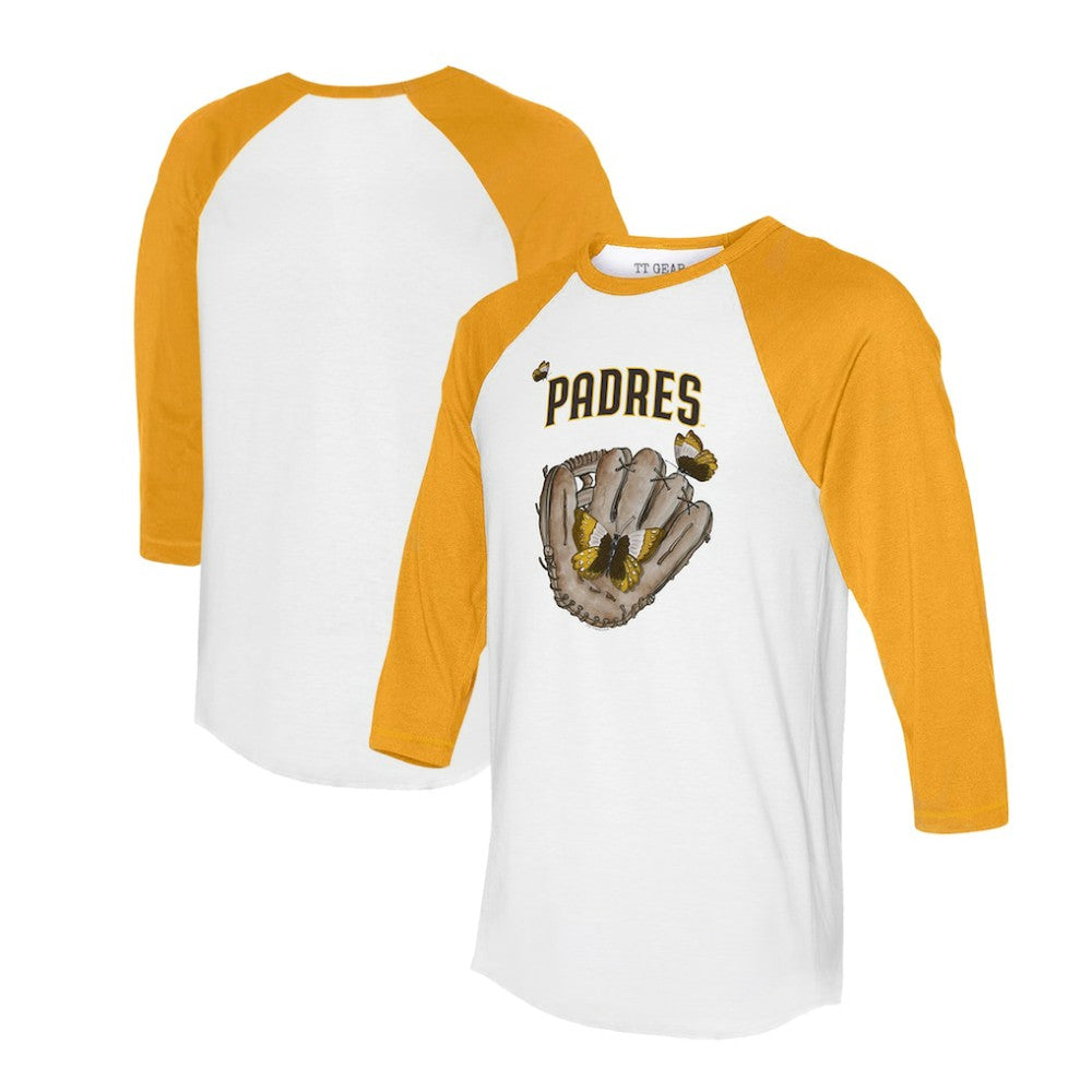 San Diego Padres Tiny Turnip Unisex Butterfly Glove 3/4-Sleeve Raglan T-Shirt - MLB