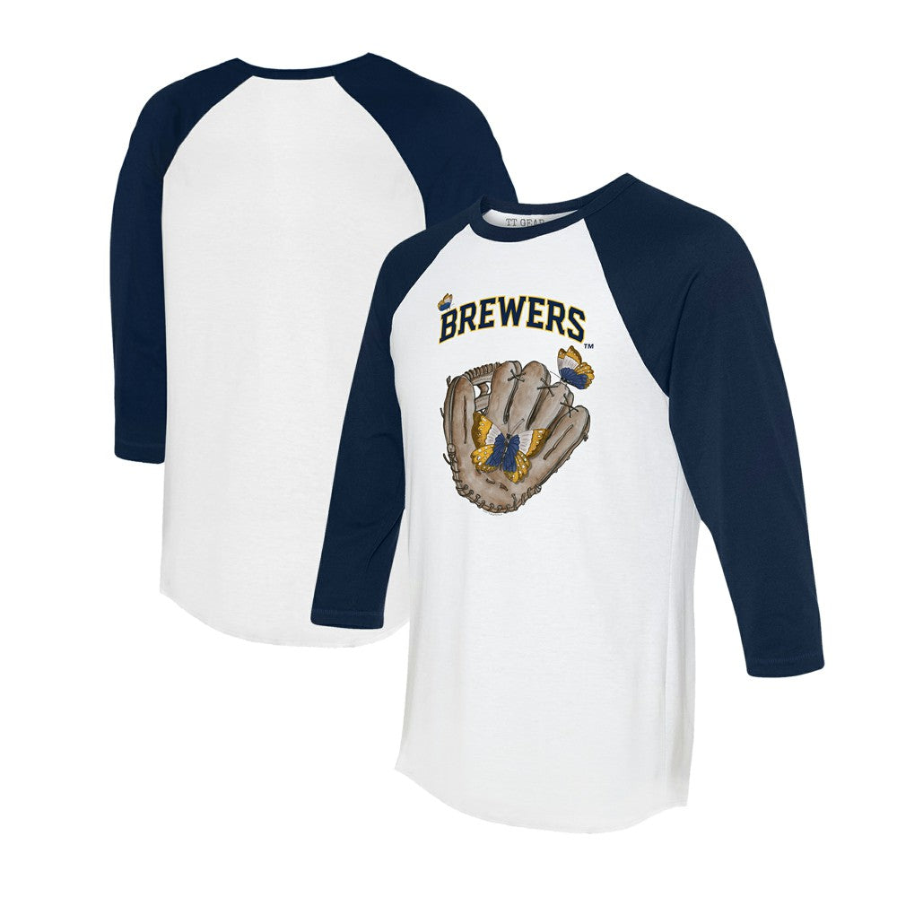 Milwaukee Brewers Tiny Turnip Unisex Butterfly Glove 3/4-Sleeve Raglan T-Shirt - MLB