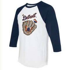 Detroit Tigers Tiny Turnip Unisex Butterfly Glove 3/4-Sleeve Raglan T-Shirt - MLB