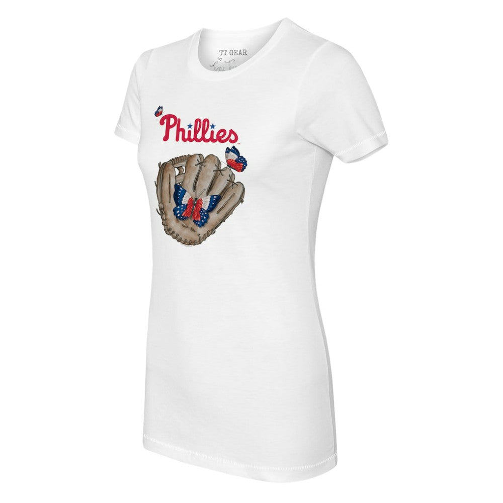 Philadelphia Phillies Tiny Turnip Women's Butterfly Glove T-Shirt - MLB