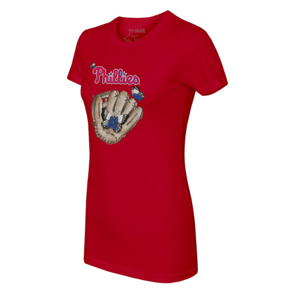 Philadelphia Phillies Tiny Turnip Women's Butterfly Glove T-Shirt - MLB
