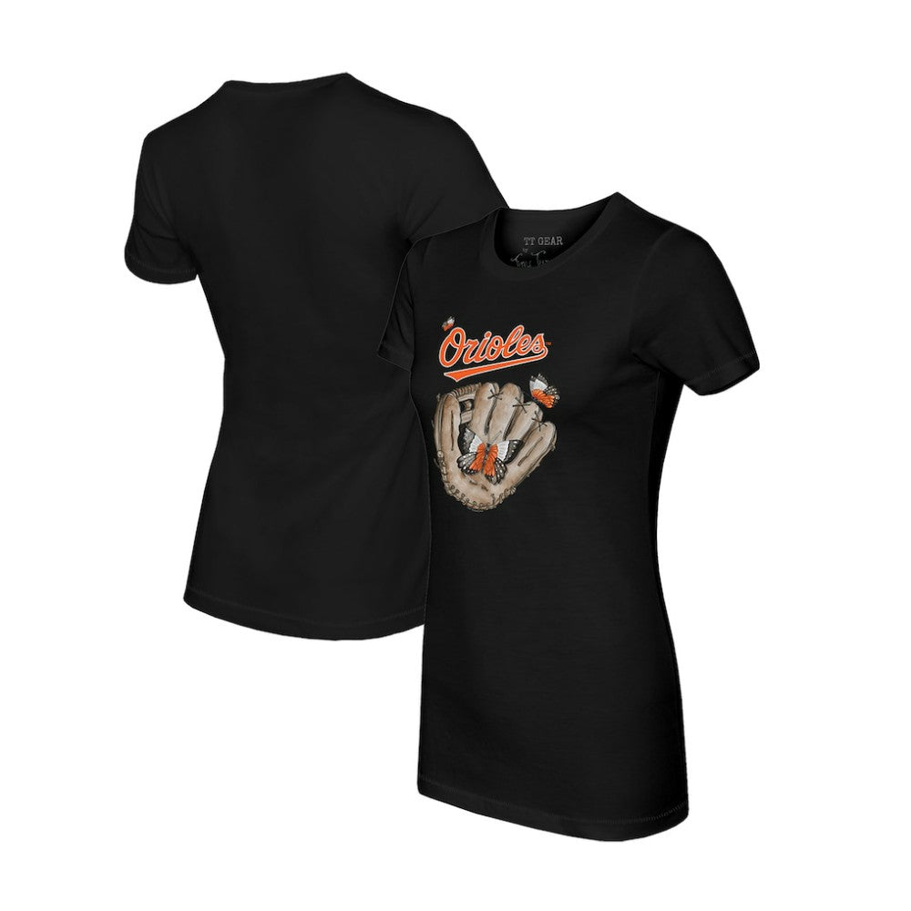 Baltimore Orioles Tiny Turnip Women's Butterfly Glove T-Shirt - MLB