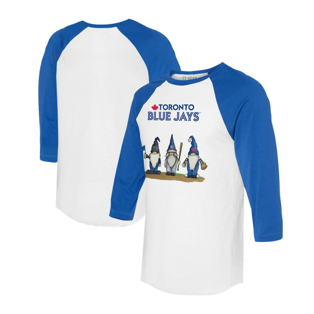 Toronto Blue Jays Tiny Turnip Unisex Gnomes 3/4-Sleeve Raglan T-Shirt - MLB