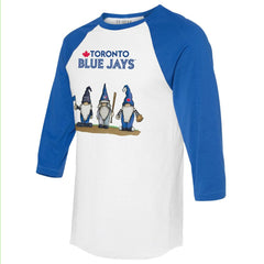 Toronto Blue Jays Tiny Turnip Unisex Gnomes 3/4-Sleeve Raglan T-Shirt - MLB