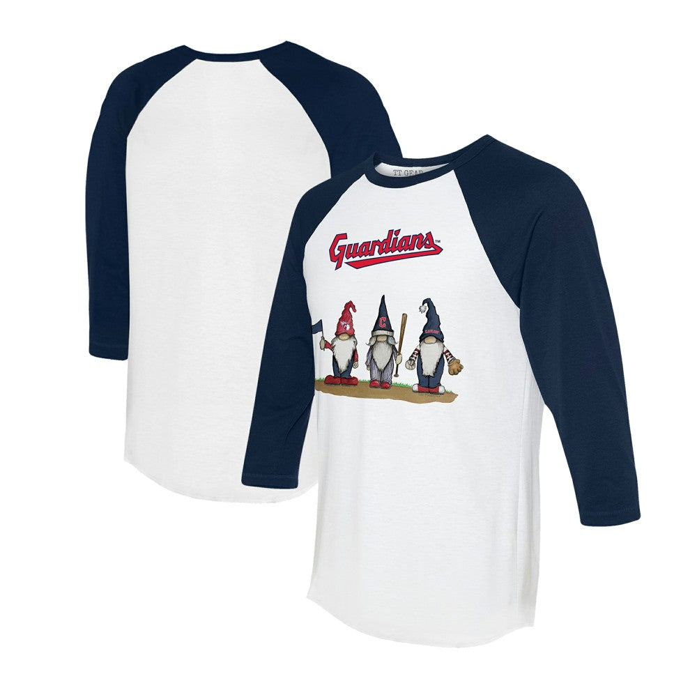Cleveland Guardians Tiny Turnip Unisex Gnomes 3/4-Sleeve Raglan T-Shirt - MLB