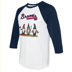 Atlanta Braves Tiny Turnip Unisex Gnomes 3/4-Sleeve Raglan T-Shirt - MLB