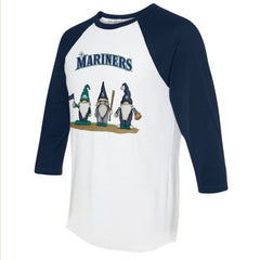 Seattle Mariners Tiny Turnip Unisex Gnomes 3/4-Sleeve Raglan T-Shirt - MLB