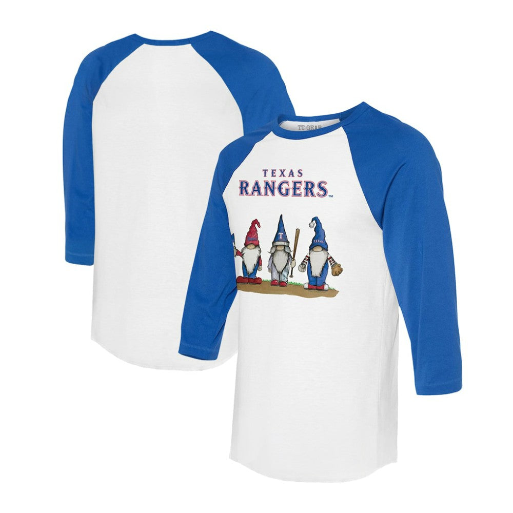 Texas Rangers Tiny Turnip Unisex Gnomes 3/4-Sleeve Raglan T-Shirt - MLB